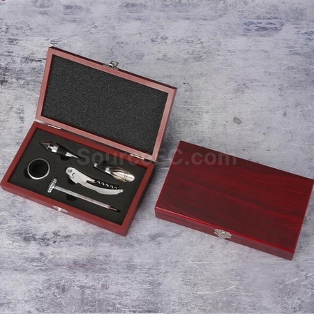Customization High-Grade Stainless Steel Bottle Opener Set With Bamboo Box Promotional Products