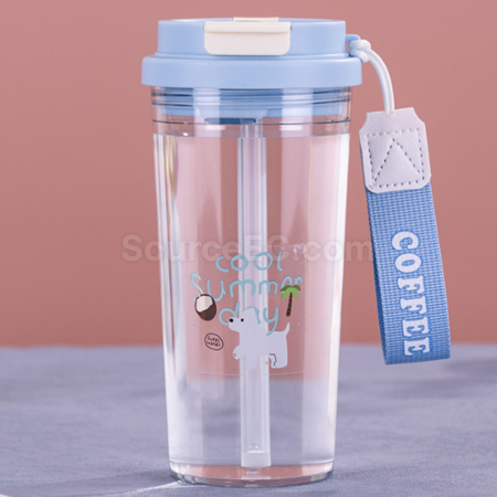Customization Portable Sports Double Drinking Straw Cup Promotional Products