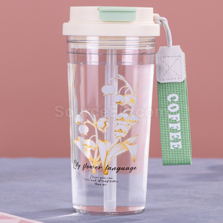 Customization Portable Sports Double Drinking Straw Cup Promotional Products