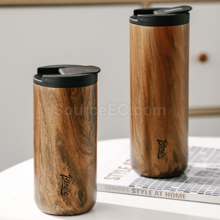 Customization Wood Grain Portable Thermos Cup Promotional Products