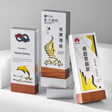 Customization Solid Wood Metal Trophy Promotional Products
