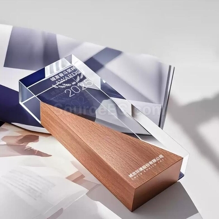 Customization Solid Wood Crystal Trophy Promotional Products