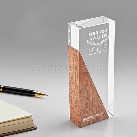 Customization Solid Wood Crystal Trophy Promotional Products