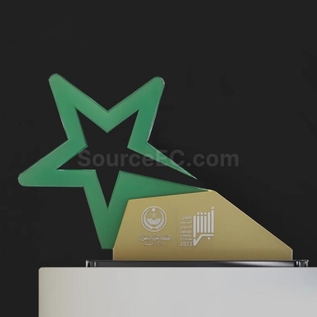 Customization Green Star Crystal Acrylic Trophy Promotional Products