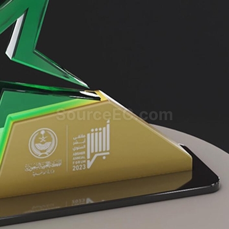 Customization Green Star Crystal Acrylic Trophy Promotional Products
