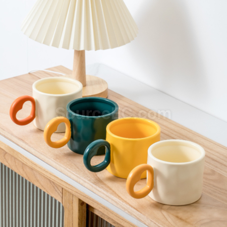 Customization Ceramic cup with a heart - shaped handle Promotional Products