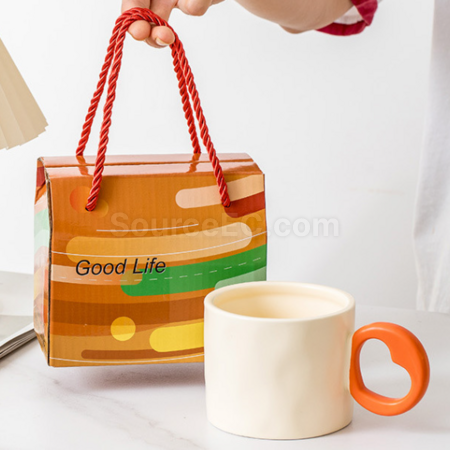 Customization Ceramic cup with a heart - shaped handle Promotional Products