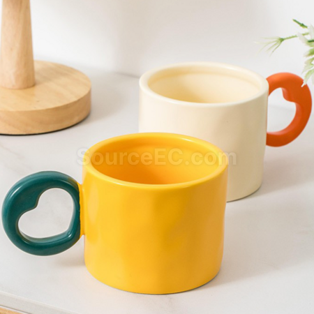 Customization Ceramic cup with a heart - shaped handle Promotional Products