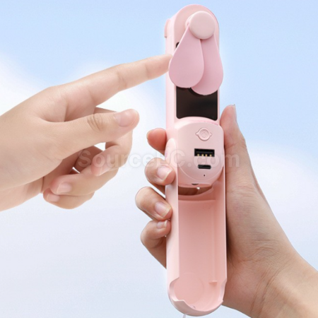 Customization Five-in-one power bank with mirror, flashlight, stand, and mini fan Promotional Products