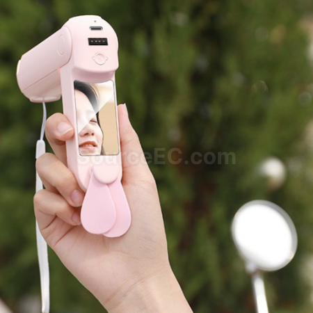 Customization Five-in-one power bank with mirror, flashlight, stand, and mini fan Promotional Products