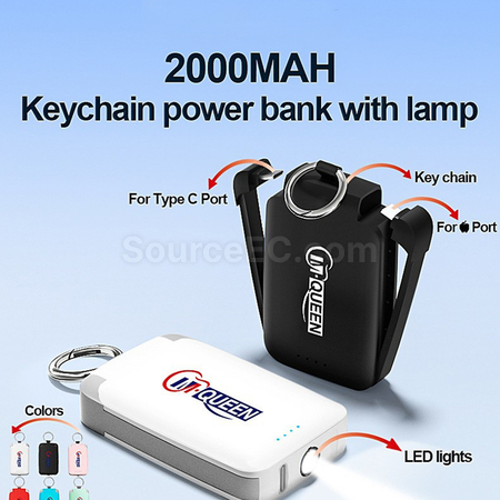 Customization Keychain Power Bank With Lamp Promotional Products