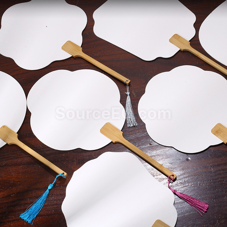 Customization Customizable Blank Rice Paper Round Fan Promotional Products