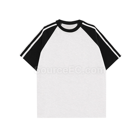 Customization Color - Blocked Three - Stripe Raglan - Sleeve Cotton Short - Sleeve T - Shirt Promotional Products