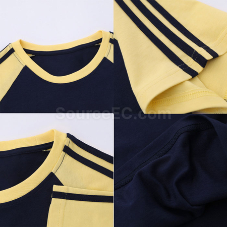 Customization Color - Blocked Three - Stripe Raglan - Sleeve Cotton Short - Sleeve T - Shirt Promotional Products