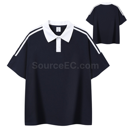 Customization Color-Blocked Three-Striped Polo Shirt Promotional Products