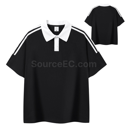 Customization Color-Blocked Three-Striped Polo Shirt Promotional Products