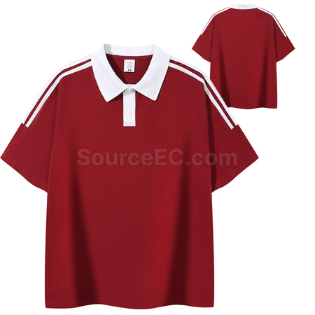 Customization Color-Blocked Three-Striped Polo Shirt Promotional Products