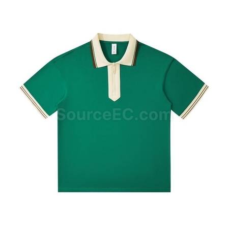 Customization 240g Japanese Retro Collar Zipper Color-Blocked Polo Shirt Promotional Products