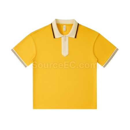 Customization 240g Japanese Retro Collar Zipper Color-Blocked Polo Shirt Promotional Products