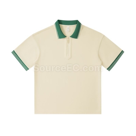 Customization 240g Japanese Retro Collar Zipper Color-Blocked Polo Shirt Promotional Products