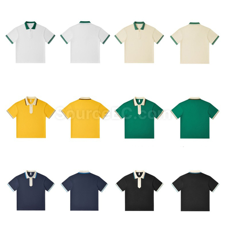 Customization 240g Japanese Retro Collar Zipper Color-Blocked Polo Shirt Promotional Products