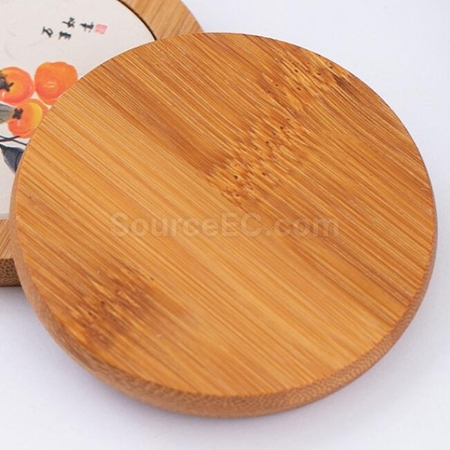 Customization Customized Round Bamboo Ceramic Retro Absorbent Coaster Promotional Products