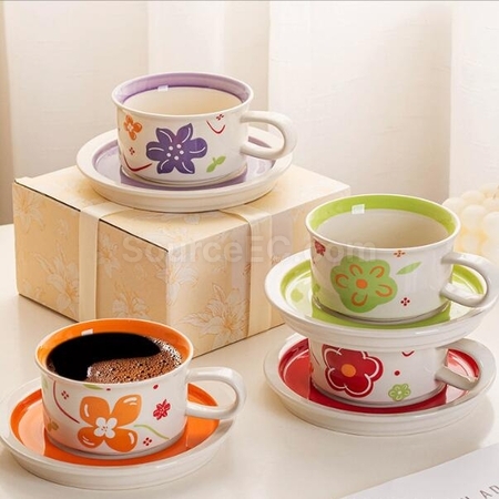 Customization Vintage Ceramic Coffee Cup And Saucer Det Promotional Products