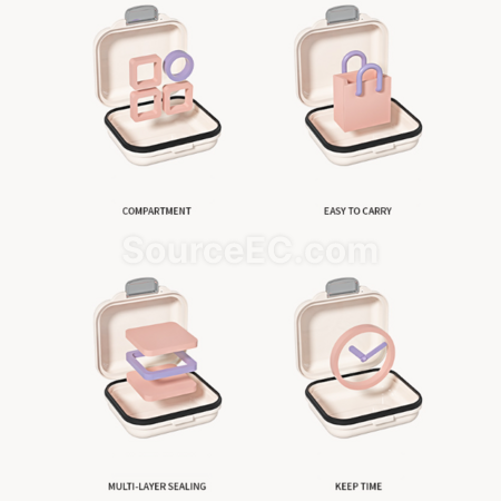 Customization 7-day Portable Compartmentalized Pill Box  Promotional Products