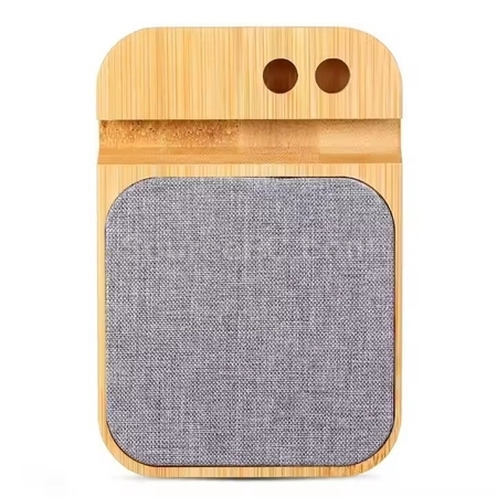 Customization Bamboo Wireless Charging Mobile Phone Holder + Data Cable Promotional Products