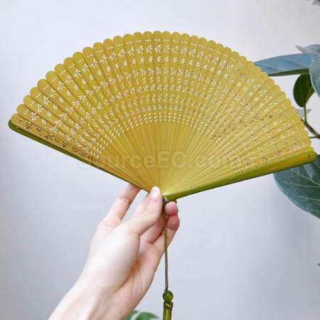 Customization Carved Fragrant Wood Folding Fan Promotional Products