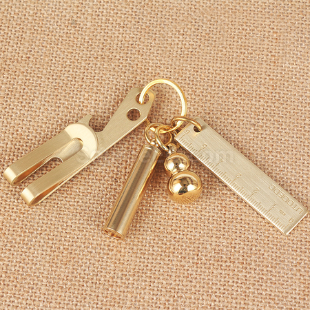 Customization Pure Brass 6cm Small Ruler Keychai Promotional Products