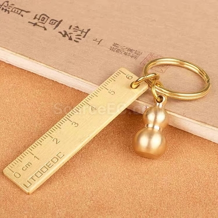 Customization Pure Brass 6cm Small Ruler Keychai Promotional Products