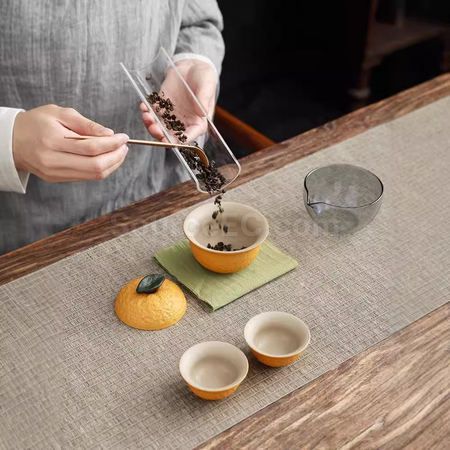 Customization Ugly Orange Portable Ceramic Tea Travel Set Promotional Products