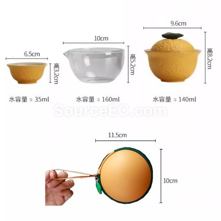 Customization Ugly Orange Portable Ceramic Tea Travel Set Promotional Products