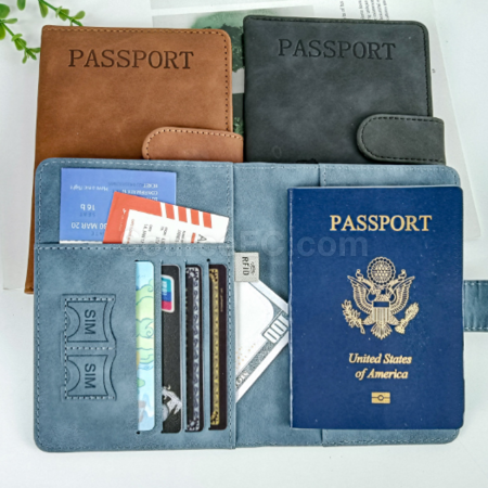Customization RFID Anti-theft PU Magnetic Snap Passport Cover Promotional Products