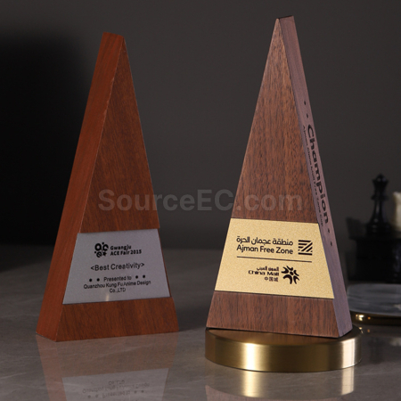 Customization Solid Wood Triangle Trophy Promotional Products