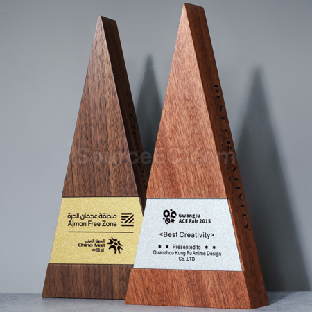 Customization Solid Wood Triangle Trophy Promotional Products