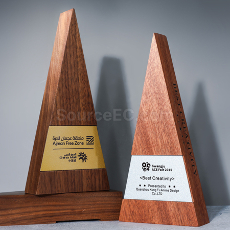 Customization Solid Wood Triangle Trophy Promotional Products