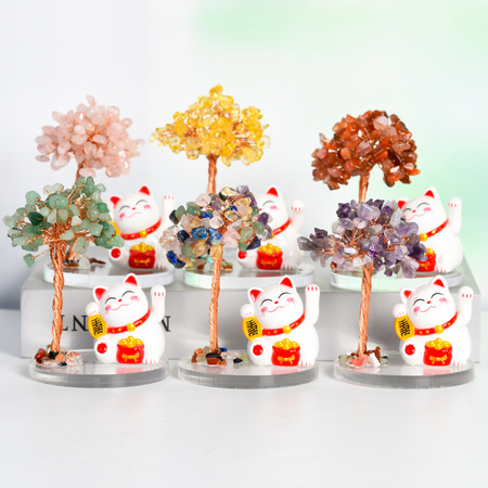 Customization Lucky Cat Crystal Tree Promotional Products
