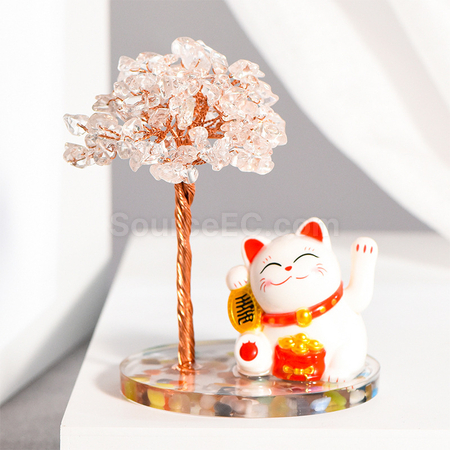 Customization Lucky Cat Crystal Tree Promotional Products