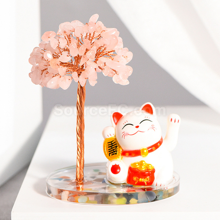 Customization Lucky Cat Crystal Tree Promotional Products