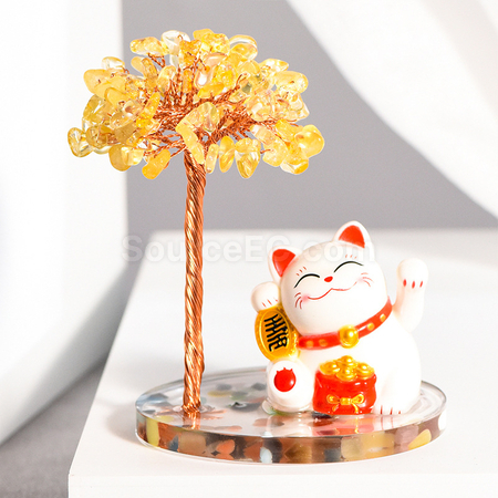 Customization Lucky Cat Crystal Tree Promotional Products