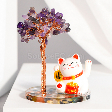 Customization Lucky Cat Crystal Tree Promotional Products