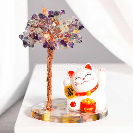 Customization Lucky Cat Crystal Tree Promotional Products