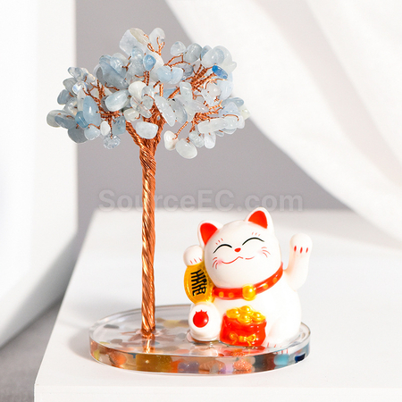 Customization Lucky Cat Crystal Tree Promotional Products
