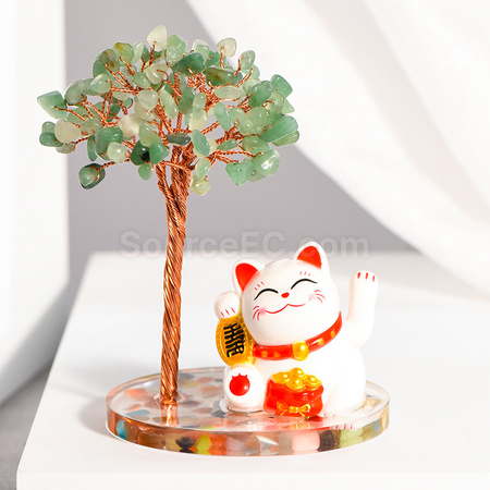 Customization Lucky Cat Crystal Tree Promotional Products