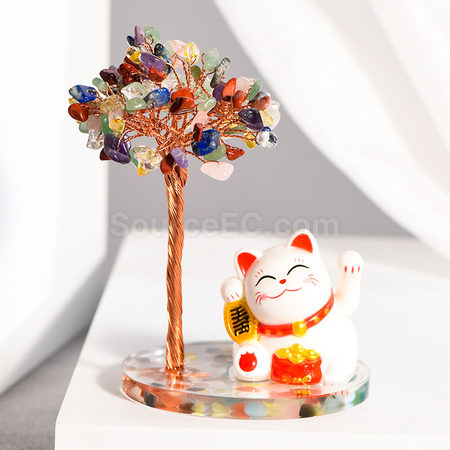 Customization Lucky Cat Crystal Tree Promotional Products