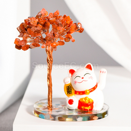 Customization Lucky Cat Crystal Tree Promotional Products