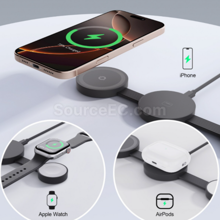 Customization Folding three - in - one magnetic wireless charger Promotional Products
