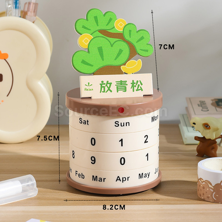 Customization Potted Plant Rotating Wheel Perpetual Calendar Promotional Products